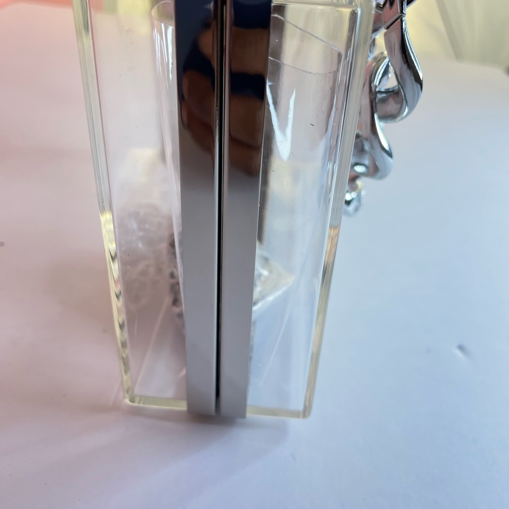 Crystal Chunky Chain Silver/Clear Box Clutch Handbag - Picture 5 of 7